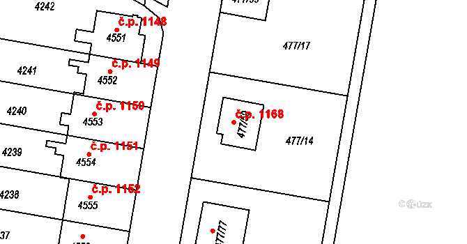Žamberk 1168 na parcele st. 477/59 v KÚ Žamberk, Katastrální mapa