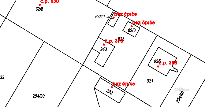 Loučeň 378 na parcele st. 243 v KÚ Loučeň, Katastrální mapa