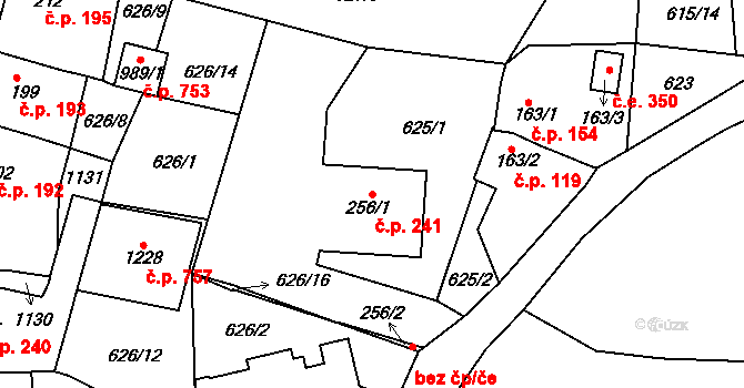 Bohosudov 241, Krupka na parcele st. 256/1 v KÚ Bohosudov, Katastrální mapa