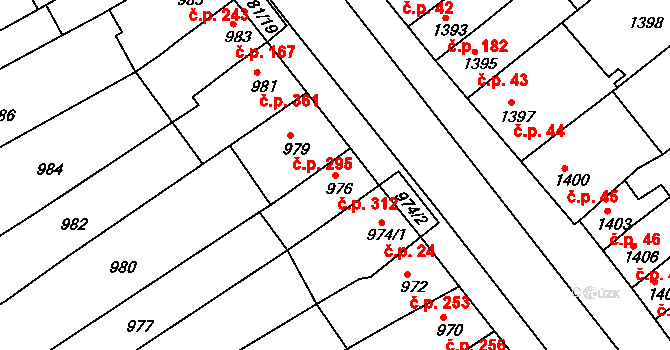 Obřany 312, Brno na parcele st. 976 v KÚ Obřany, Katastrální mapa