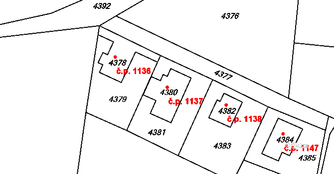 Smržovka 1137 na parcele st. 4380 v KÚ Smržovka, Katastrální mapa