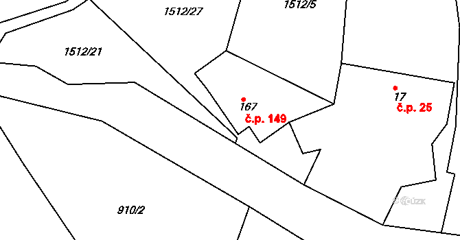 Louka 149, Nová Ves na parcele st. 167 v KÚ Louka u Mariánských Lázní, Katastrální mapa