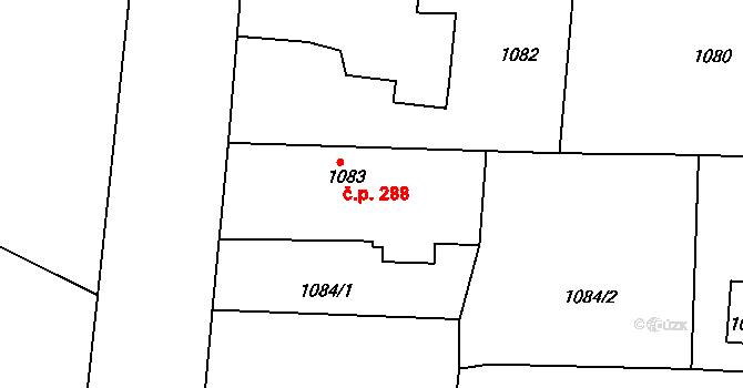 Suchdol nad Lužnicí 288 na parcele st. 1083 v KÚ Suchdol nad Lužnicí, Katastrální mapa