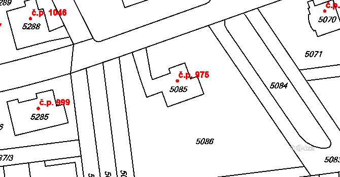 Záběhlice 975, Praha na parcele st. 5085 v KÚ Záběhlice, Katastrální mapa