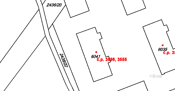 Hodonín 3555,3556 na parcele st. 6041 v KÚ Hodonín, Katastrální mapa
