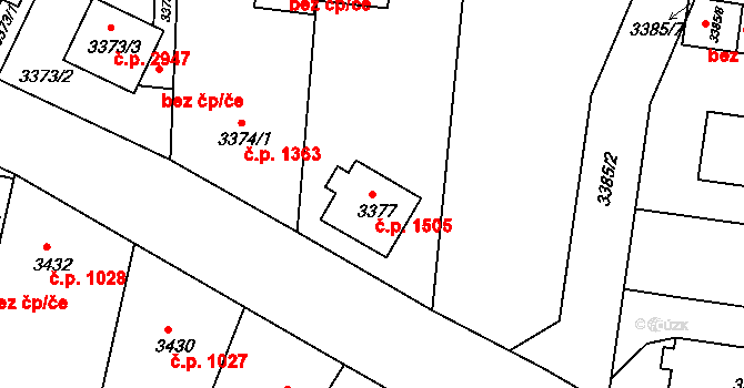 Česká Lípa 1505 na parcele st. 3377 v KÚ Česká Lípa, Katastrální mapa