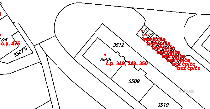 Liberec V-Kristiánov 348,349,350, Liberec na parcele st. 3509 v KÚ Liberec, Katastrální mapa