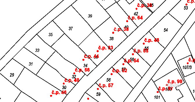 Ponětovice 33 na parcele st. 36 v KÚ Ponětovice, Katastrální mapa