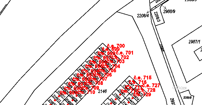 Kuřim 699 na parcele st. 2145/2 v KÚ Kuřim, Katastrální mapa