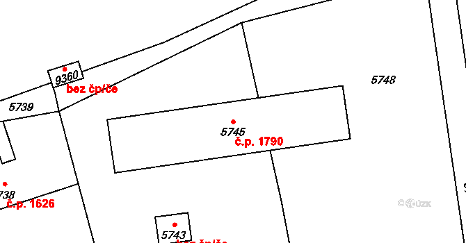 Vsetín 1790 na parcele st. 5745 v KÚ Vsetín, Katastrální mapa