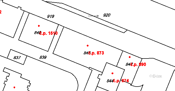 Město 873, Havířov na parcele st. 846 v KÚ Havířov-město, Katastrální mapa