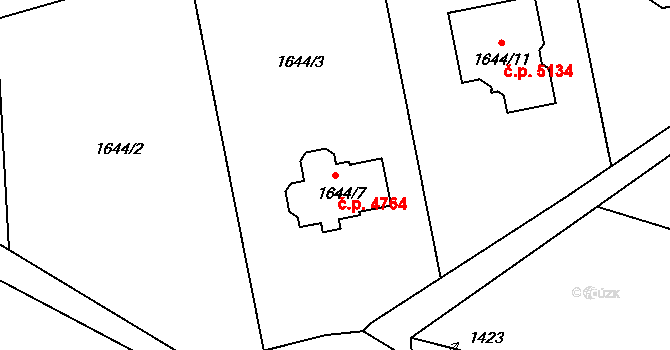 Proseč nad Nisou 4764, Jablonec nad Nisou na parcele st. 1644/7 v KÚ Proseč nad Nisou, Katastrální mapa
