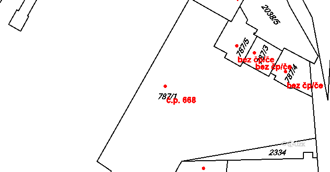Slaný 668 na parcele st. 787/1 v KÚ Slaný, Katastrální mapa