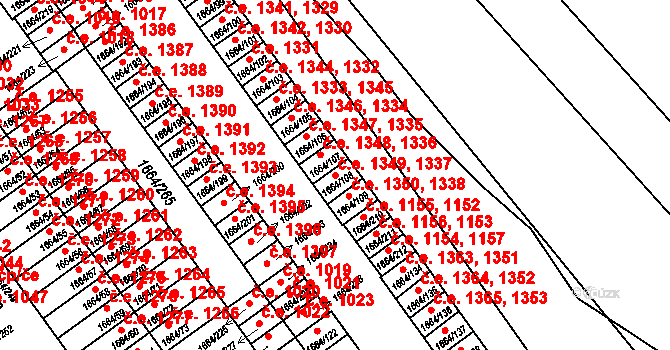 Teplické Předměstí 1337,1349, Bílina na parcele st. 1664/108 v KÚ Bílina, Katastrální mapa