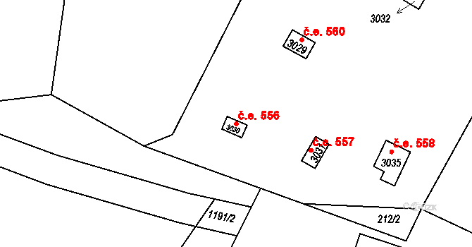 Úšovice 556, Mariánské Lázně na parcele st. 3030 v KÚ Úšovice, Katastrální mapa