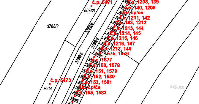 Zlín 148,1217 na parcele st. 5058/1 v KÚ Zlín, Katastrální mapa