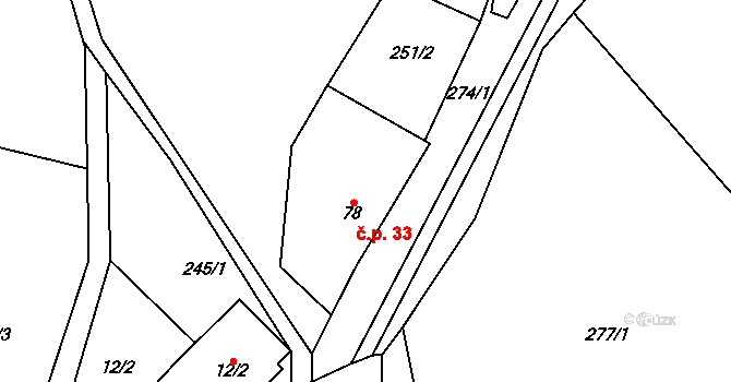 Sulkovec 33 na parcele st. 78 v KÚ Sulkovec, Katastrální mapa
