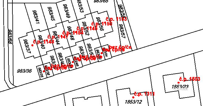 Opava 38099454 na parcele st. 983/50 v KÚ Kylešovice, Katastrální mapa