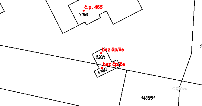 Kamenice 38690454 na parcele st. 520/1 v KÚ Kamenice u Jihlavy, Katastrální mapa