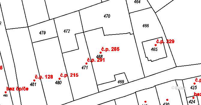 Kylešovice 285, Opava na parcele st. 468 v KÚ Kylešovice, Katastrální mapa