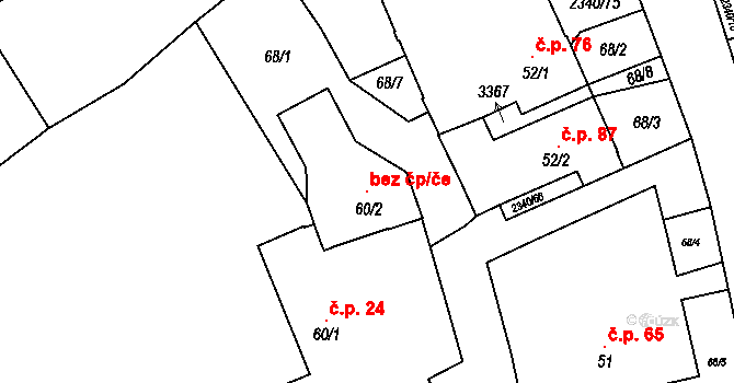 Těmice 45262454 na parcele st. 60/2 v KÚ Těmice u Kamenice nad Lipou, Katastrální mapa