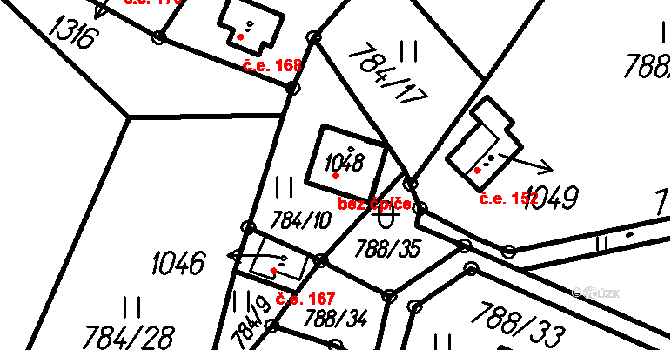 Čeladná 46448454 na parcele st. 1048 v KÚ Čeladná, Katastrální mapa