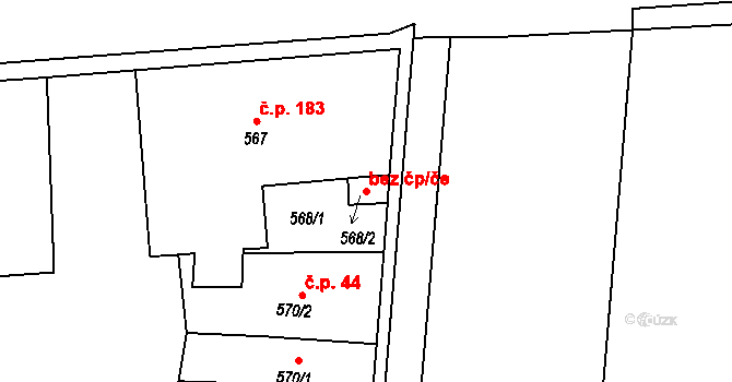 Holešov 48016454 na parcele st. 568/2 v KÚ Všetuly, Katastrální mapa