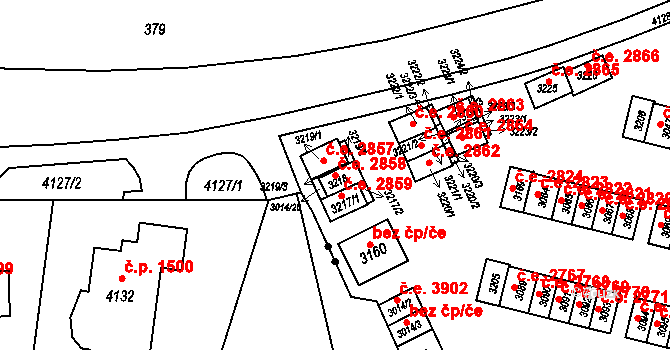 Podlesí 2858, Havířov na parcele st. 3218 v KÚ Bludovice, Katastrální mapa