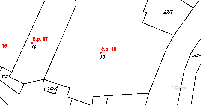 Mravín 18, Jenišovice na parcele st. 18 v KÚ Mravín, Katastrální mapa