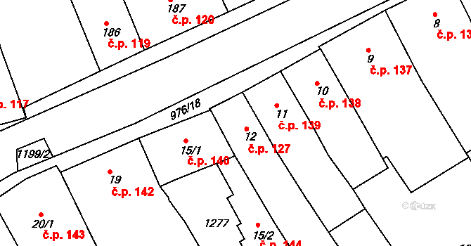 Žebrák 127 na parcele st. 12 v KÚ Žebrák, Katastrální mapa