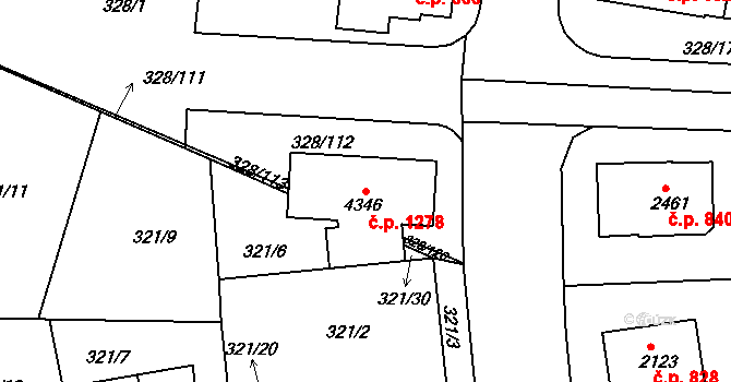 Holínské Předměstí 1278, Jičín na parcele st. 4346 v KÚ Jičín, Katastrální mapa