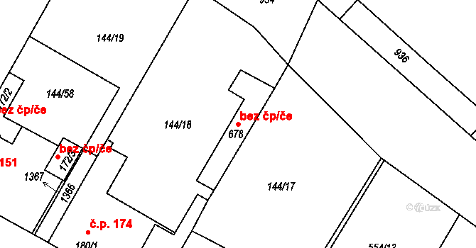 Úhonice 81145454 na parcele st. 678 v KÚ Úhonice, Katastrální mapa