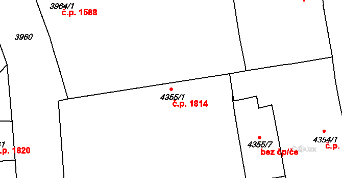 České Budějovice 3 1814, České Budějovice na parcele st. 4355/1 v KÚ České Budějovice 3, Katastrální mapa