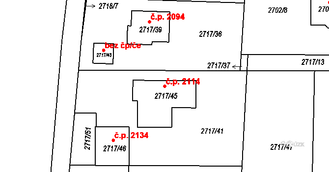 Český Těšín 2114 na parcele st. 2717/45 v KÚ Český Těšín, Katastrální mapa