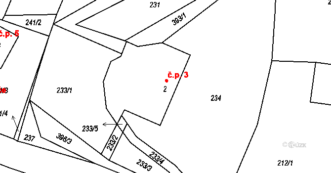Jahodov 3 na parcele st. 2 v KÚ Jahodov, Katastrální mapa
