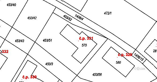 Kunčice 331, Letohrad na parcele st. 570 v KÚ Kunčice u Letohradu, Katastrální mapa