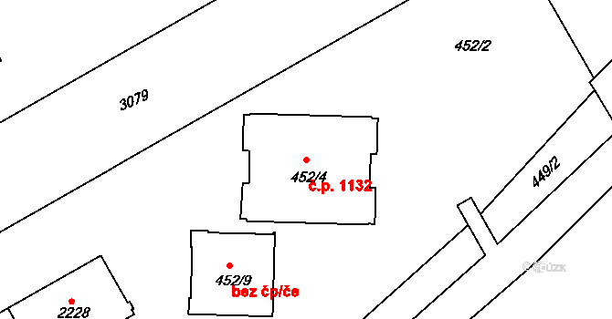 Lyžbice 1132, Třinec na parcele st. 452/4 v KÚ Lyžbice, Katastrální mapa