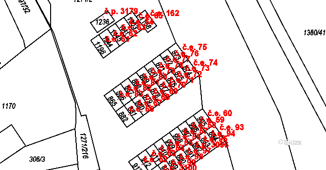 Pazderna 71, Vyškov na parcele st. 877 v KÚ Dědice u Vyškova, Katastrální mapa