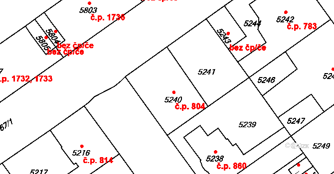 Kročehlavy 804, Kladno na parcele st. 5240 v KÚ Kročehlavy, Katastrální mapa