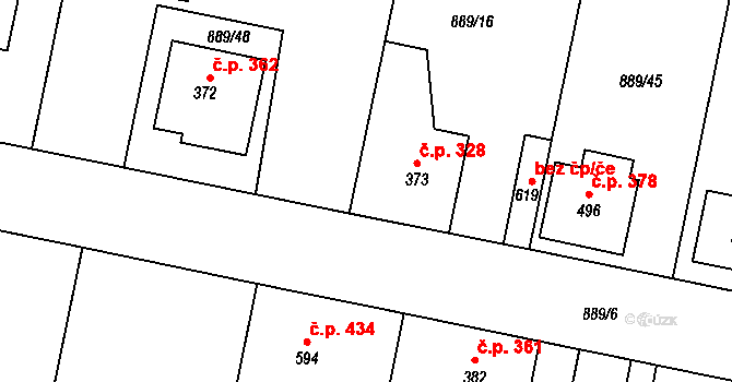 Cerhenice 328 na parcele st. 373 v KÚ Cerhenice, Katastrální mapa