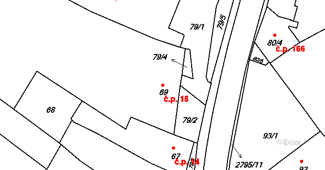 Dačice I 15, Dačice na parcele st. 69/6 v KÚ Dačice, Katastrální mapa