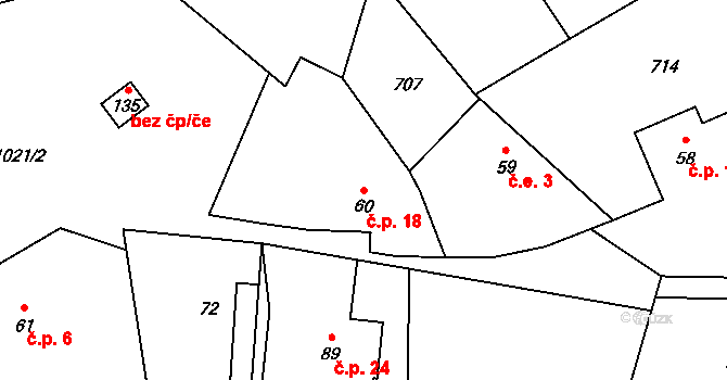 Vitanovice 18, Pěnčín na parcele st. 60 v KÚ Pěnčín, Katastrální mapa