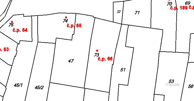 Křelov 66, Křelov-Břuchotín na parcele st. 73 v KÚ Křelov, Katastrální mapa