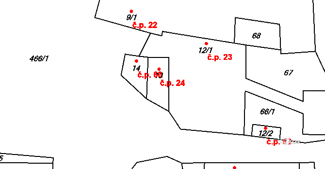 Dřemčice 24, Třebívlice na parcele st. 13 v KÚ Dřemčice, Katastrální mapa