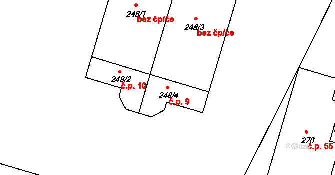 Bežerovice 9, Sudoměřice u Bechyně na parcele st. 248/4 v KÚ Bežerovice, Katastrální mapa