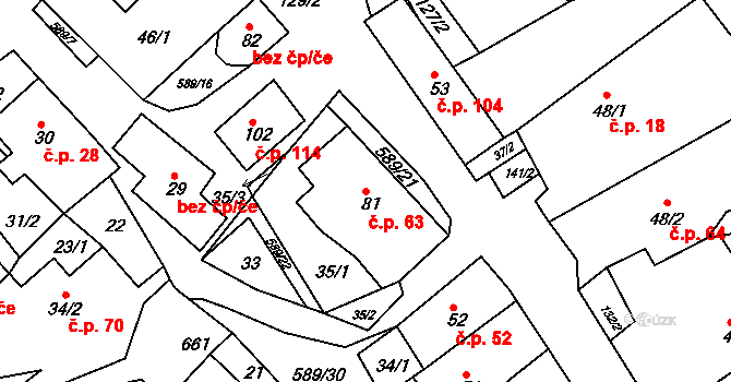 Říčky 63, Orlické Podhůří na parcele st. 81 v KÚ Říčky u Orlického Podhůří, Katastrální mapa