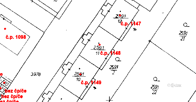 Poděbrady III 1148, Poděbrady na parcele st. 2591/11 v KÚ Poděbrady, Katastrální mapa