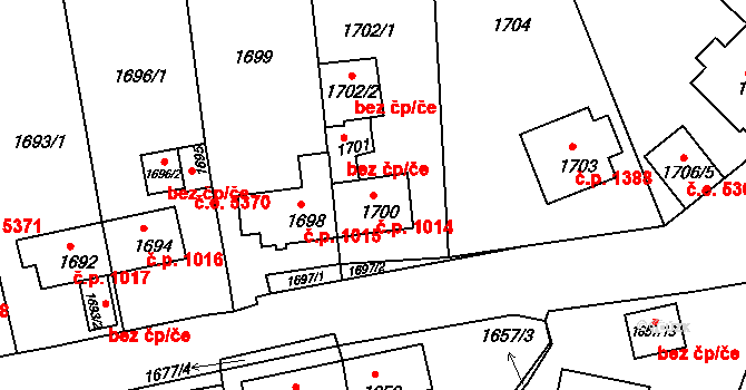 Kadaň 1014 na parcele st. 1700 v KÚ Kadaň, Katastrální mapa