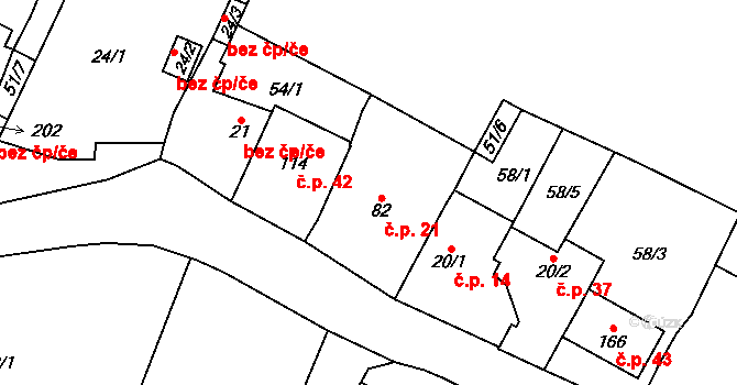 Lysec 21, Bžany na parcele st. 82 v KÚ Lysec, Katastrální mapa