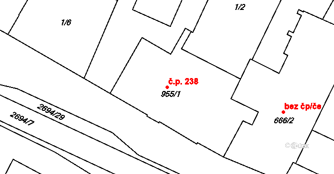 Chrudim II 238, Chrudim na parcele st. 955/1 v KÚ Chrudim, Katastrální mapa